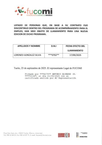 LISTADO DE PERSONAS QUE HAN SIDO OBJETO DE LLAMAMIENTO PARA UNA NUEVA EDICION DEL PROGRAMA DE ACOMPAÑAMIENTO PARA EL EMPLEO